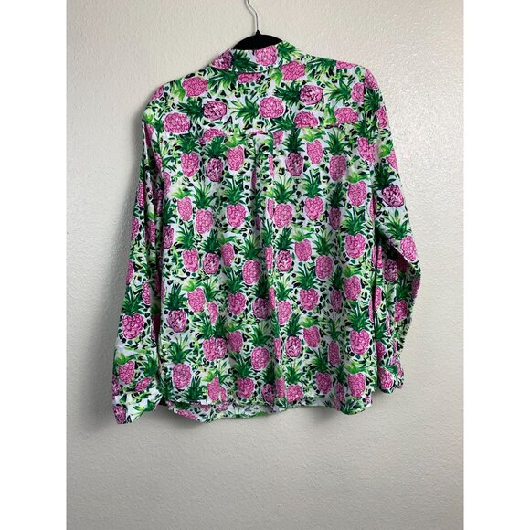 Charter Club Womens Linen blend Floral Long Sleeve Button up Shirt size Large - Picture 15 of 15